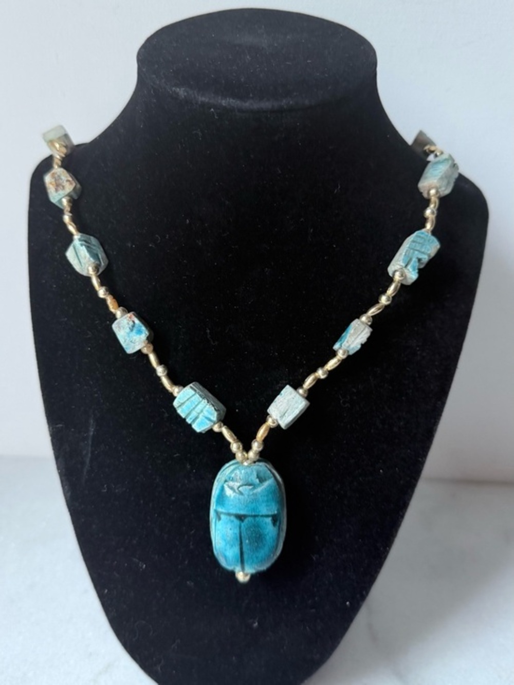 Handcrafted Turquoise Scarab Pendant Necklace - Women's Jewelry